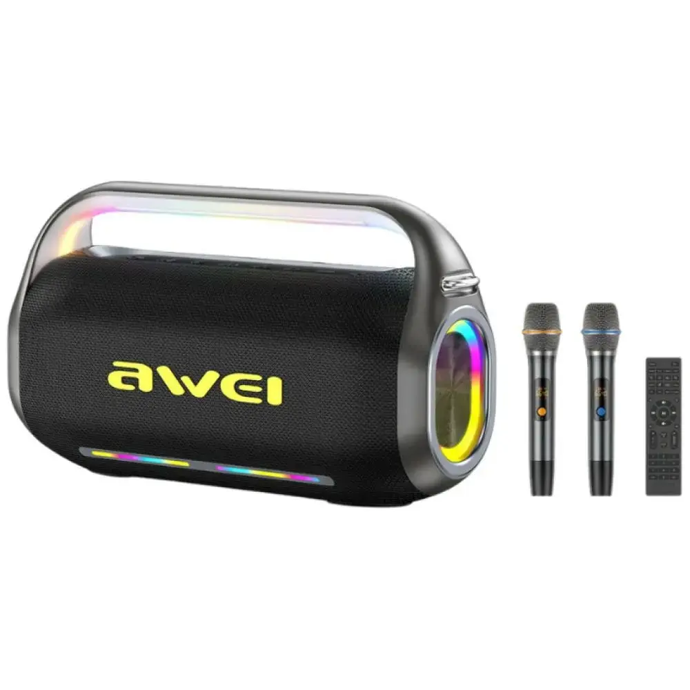 Portable Wireless Speaker AWEI KT20 400W Bluetooth 5.3 with Karaoke Set Black