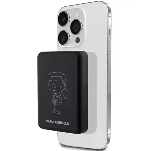 Karl Lagerfeld KLPBM5KIOTTGK NFT Outline Ikonik ārējais akumulators (powerbank) | 5 000 mAh | MagSafe | melns
