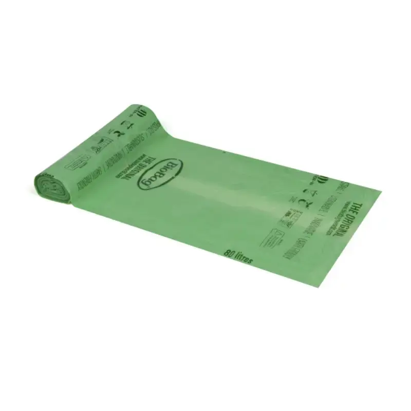 Atkritumu maisi kompostējami BioBag 80L (20 gab. rullī) 17mkr. 82x125cm zaļi