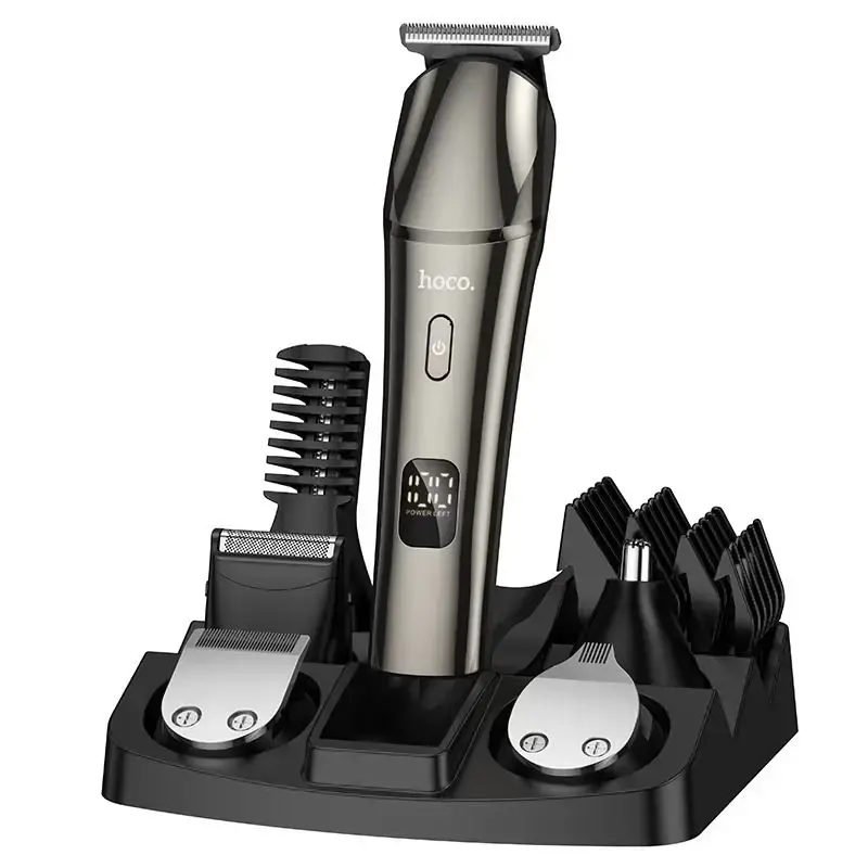 Hair clipper set Hoco HP26 metal gray