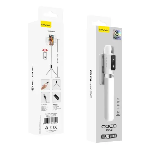 Blavec Selfie Stick Coco P04 tripod + remote control 0,7 metres (SSCP04-TRW07) white