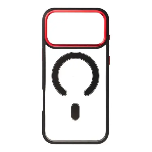 Color Edge Mag telefono dėklas su MagSafe palaikymu iPhone 17 Pro Max juodas raudonas