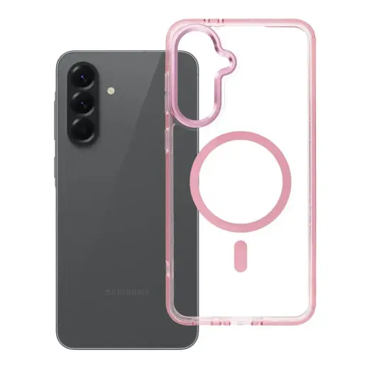 FRAME CLEAR HYBRID MAG telefono dėklas su MagSafe palaikymu Samsung Galaxy A56 (A566) rožinis