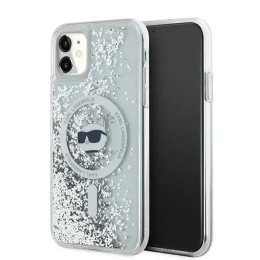 Karl Lagerfeld KLHMN61LGCHSGH Liquid Glitter Choupette Head чехол с поддержкой MagSafe для телефона iPhone 11 | iPhone XR прозрачный (кот)