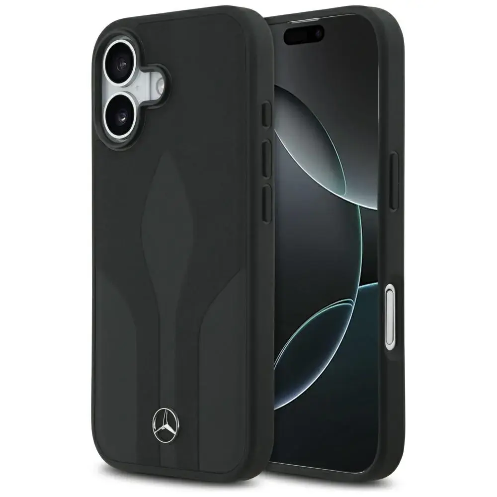 Mercedes Leather The Move maciņš ar MagSafe atbalstu telefonam iPhone 17 melns