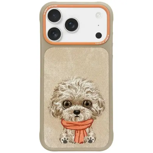 Nimmy Big Eyed Pet 2.0 Dog telefono dėklas, skirtas iPhone 17 Pro Max, smėlio spalvos