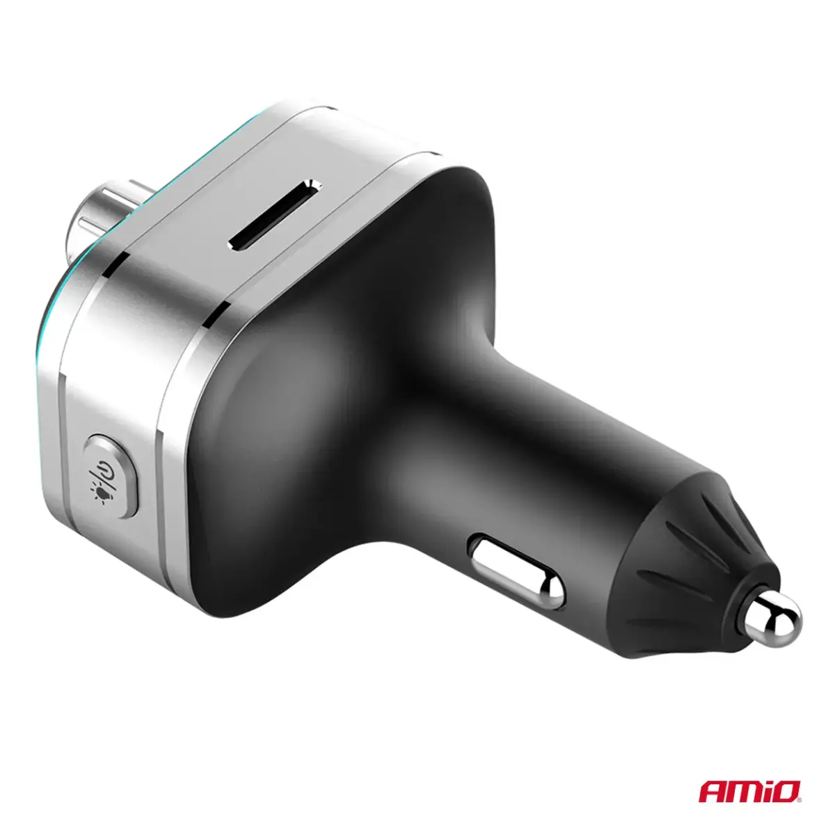 Car FM Transmitter 1×USB-C microSD 12V 24V AMIO-04652