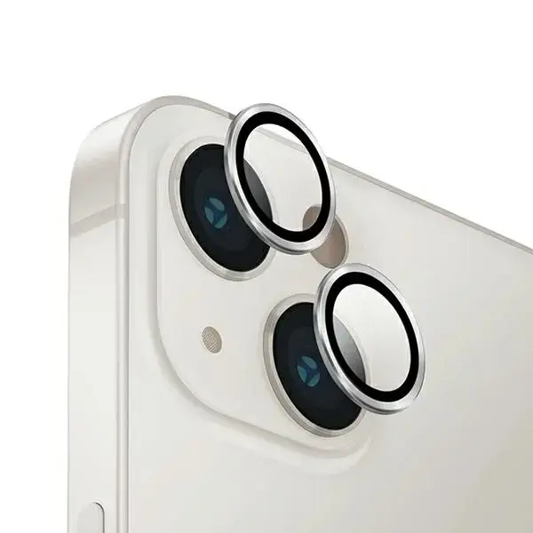 Uniq Optix Aluminum Camera Lens Protector for iPhone 14|14 Plus camera lens with applicator - silver