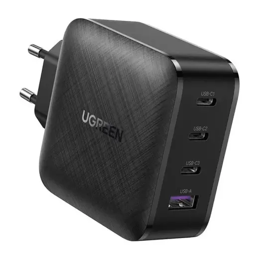Ugreen fast charger tīkla lādētājs | 65W | GaN, PD, QC3.0, PPS | USB-A, USB-C | melns