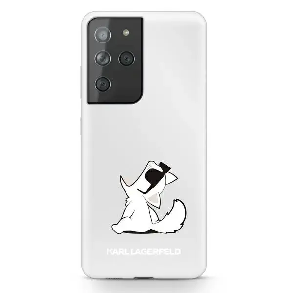 KLHCS21LCFNRC Karl Lagerfeld PC|TPU Choupette Eats vāciņš Samsung Galaxy S21 Ultra caurspīdīgs