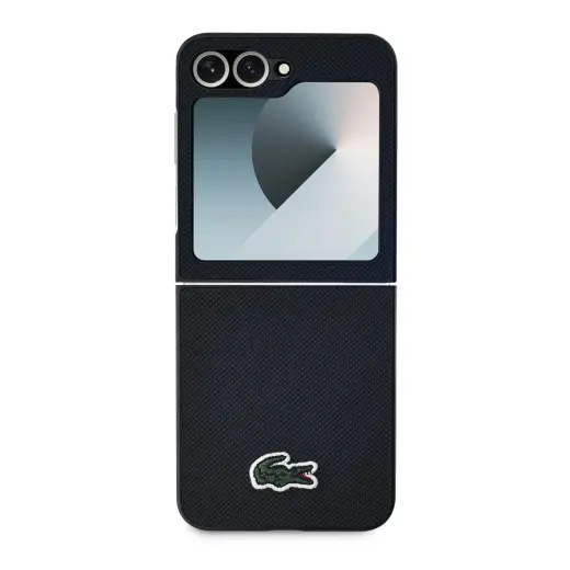 Lacoste Iconic Petit Pique Woven Logo MagSafe Case for Samsung Galaxy Z Flip 6|7 FE Black