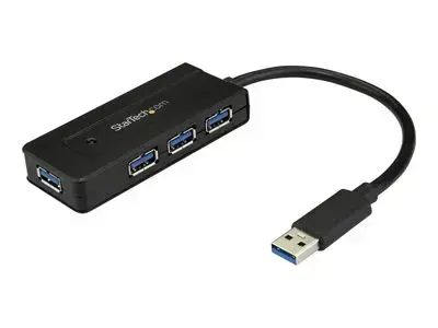 StarTech.com 4 Port USB 3.0 Hub SuperSpeed 5Gbps with Fast Charge Portable USB 3.1|USB 3.2 Gen 1 Type-A Laptop|Desktop Hub, USB Bus Power or Self Powered for High Performance, Mini|Compact - 15W of Shared Power (ST4300MINI) - hub - 4 ports