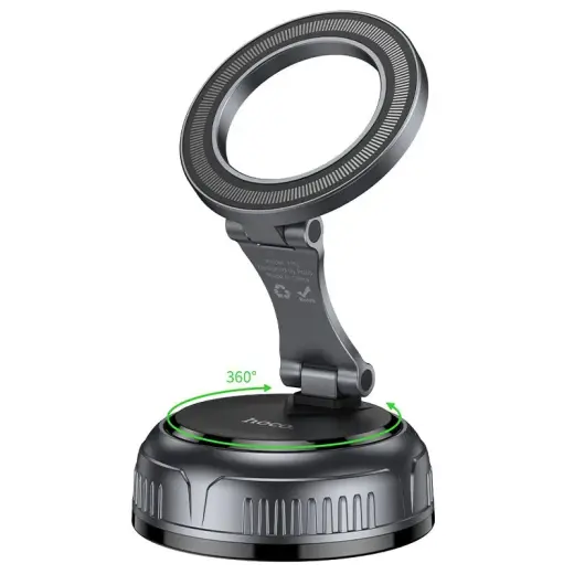 Car holder magnetic Hoco with adjustable suction cum H92 black metal gray