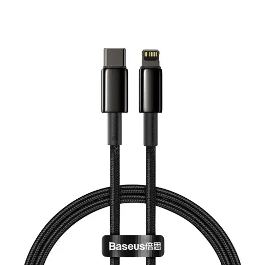 Baseus CATLWJ-01 datu pārraides un uzlādes vads | USB-C uz Lightning | 20W | 1m | melns