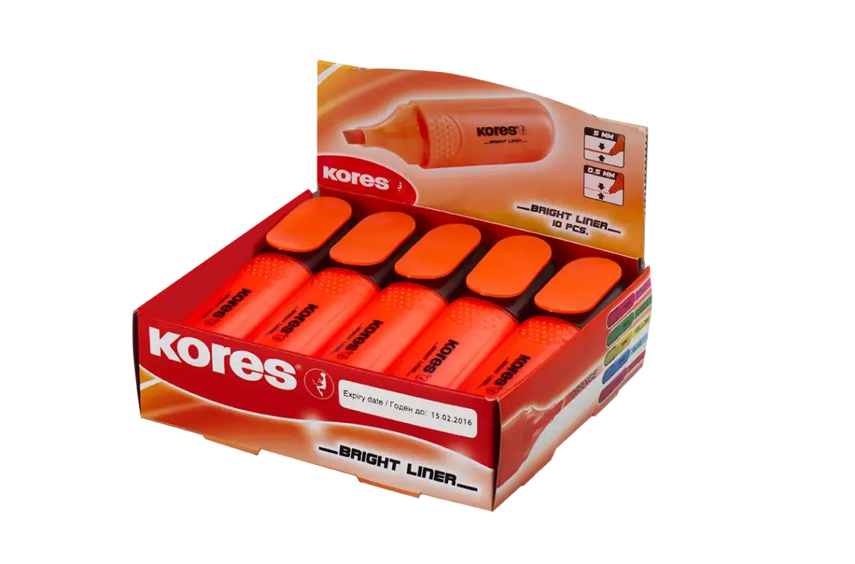 Teksta marķieris KORES BRIGHT LINER oranžs