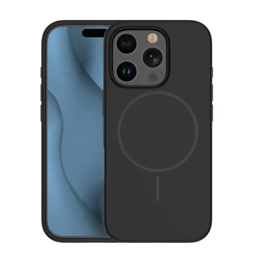 Silicone Thin maciņš ar MagSafe atbalstu telefonam iPhone 13 Pro melns