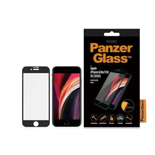 PanzerGlass Ultra-Wide Fit aizsargstikls telefonam iPhone 6 | iPhone 6s | iPhone 7 | iPhone 8 | iPhone SE 2020 | iPhone SE 2022