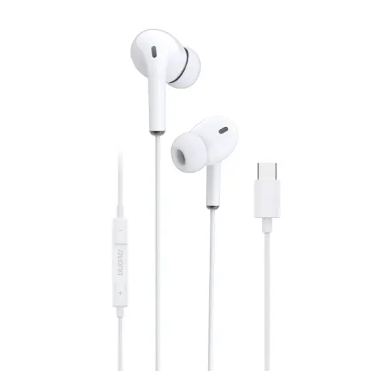 Dudao in-ear headphones headset with remote control and microphone USB Type C white (X14T white)