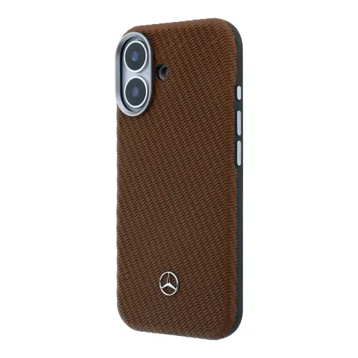Mercedes PU Leather Semi Wrap чехол с поддержкой MagSafe для телефона iPhone 17 коричневый