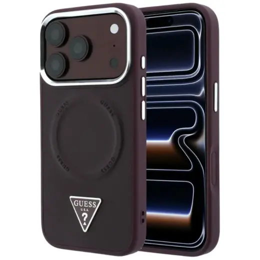 Guess Triangle Logo MagSafe Case for iPhone 18 Pro / 17 Pro – Burgundy