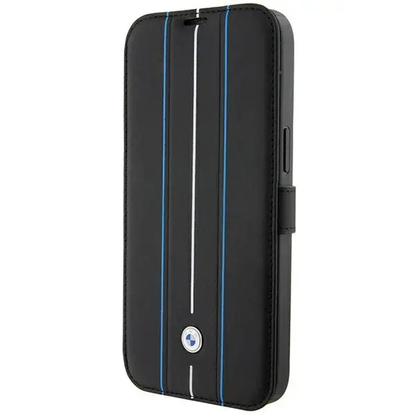 BMW BMBKP15X22RVSK iPhone 15 Pro Max 6.7" czarny|black bookcase Leather Stamp Blue Lines