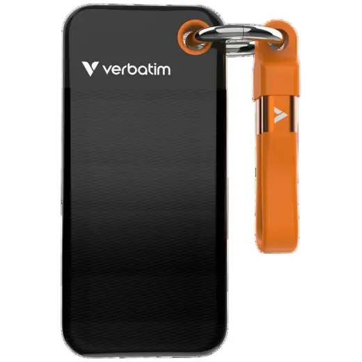 External Drive Verbatim Pocket SSD    512GB - keychain with USB-C cable 3.2 gen.2 black orange 32285