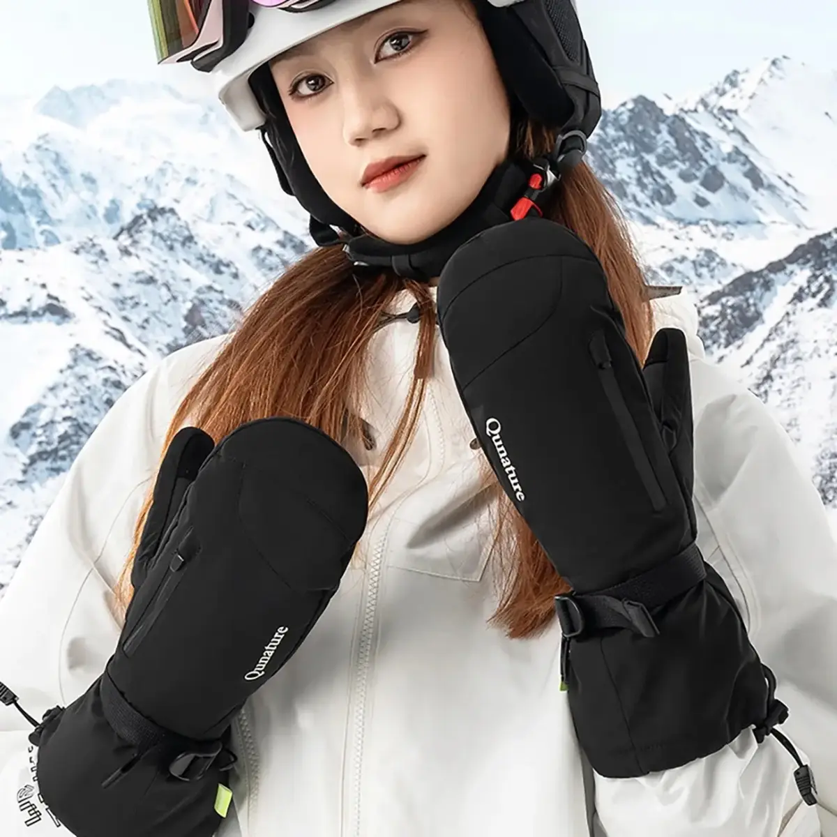 Qunature Full Length Ski Gloves Size L - Black