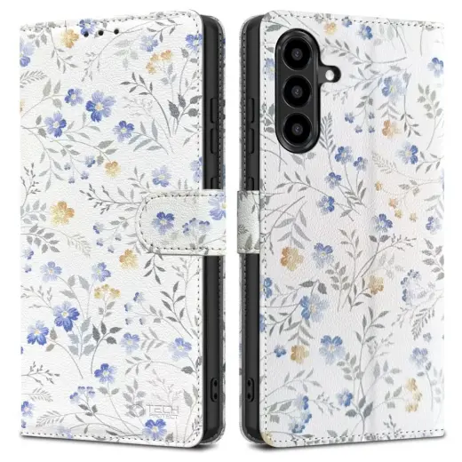 TECH-PROTECT Wallet book type phone case for Samsung Galaxy A57 (A576) rainbow (Design Spring Flowers)