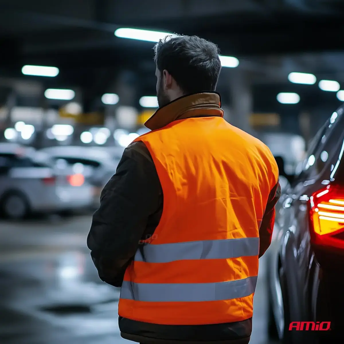 Safety vest XL orange with certificate AMIO-01735