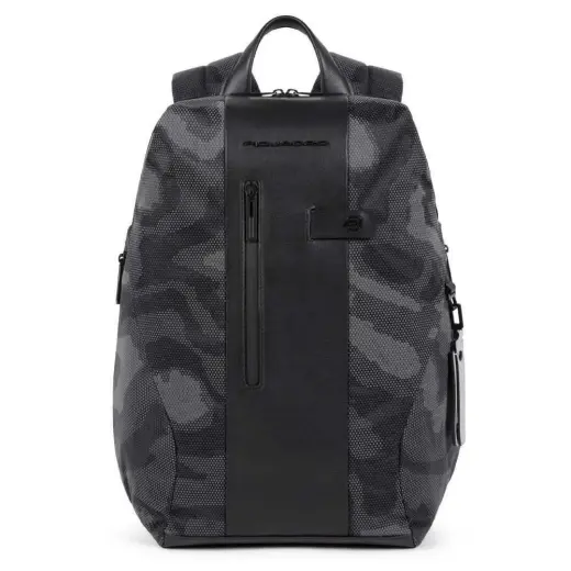Piquadro, Brief 2, Nylon And Leather, Textile Backpack, Camor, Laptop And iPad Compartment, CA5478BR2, For Men, 30 x 41 x 13 cm