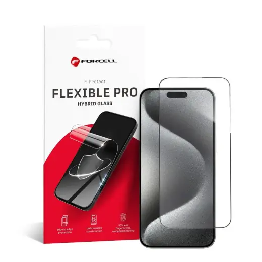 Forcell Flexible 5D hibrīda stikls telefona ekrānam iPhone 15 Pro Max