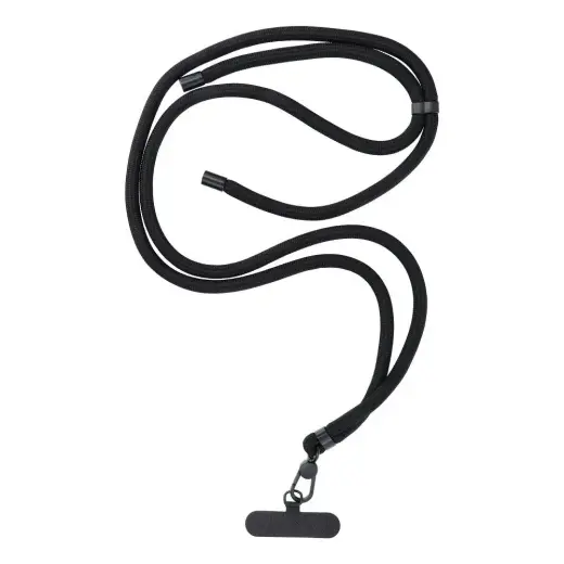 SWING (8mm) Phone lanyard, Phone pendant with adjustable length / cord length 165cm (max 82.5cm in the loop) / on the shoulder or neck - black