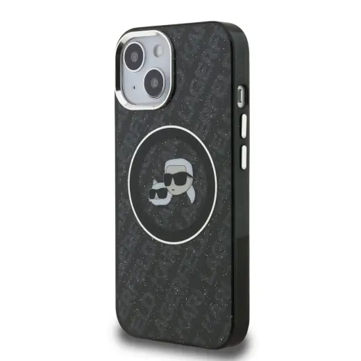 Karl Lagerfeld IML K&CH Heads Repeated Logo MagSafe Case for iPhone 15 Black