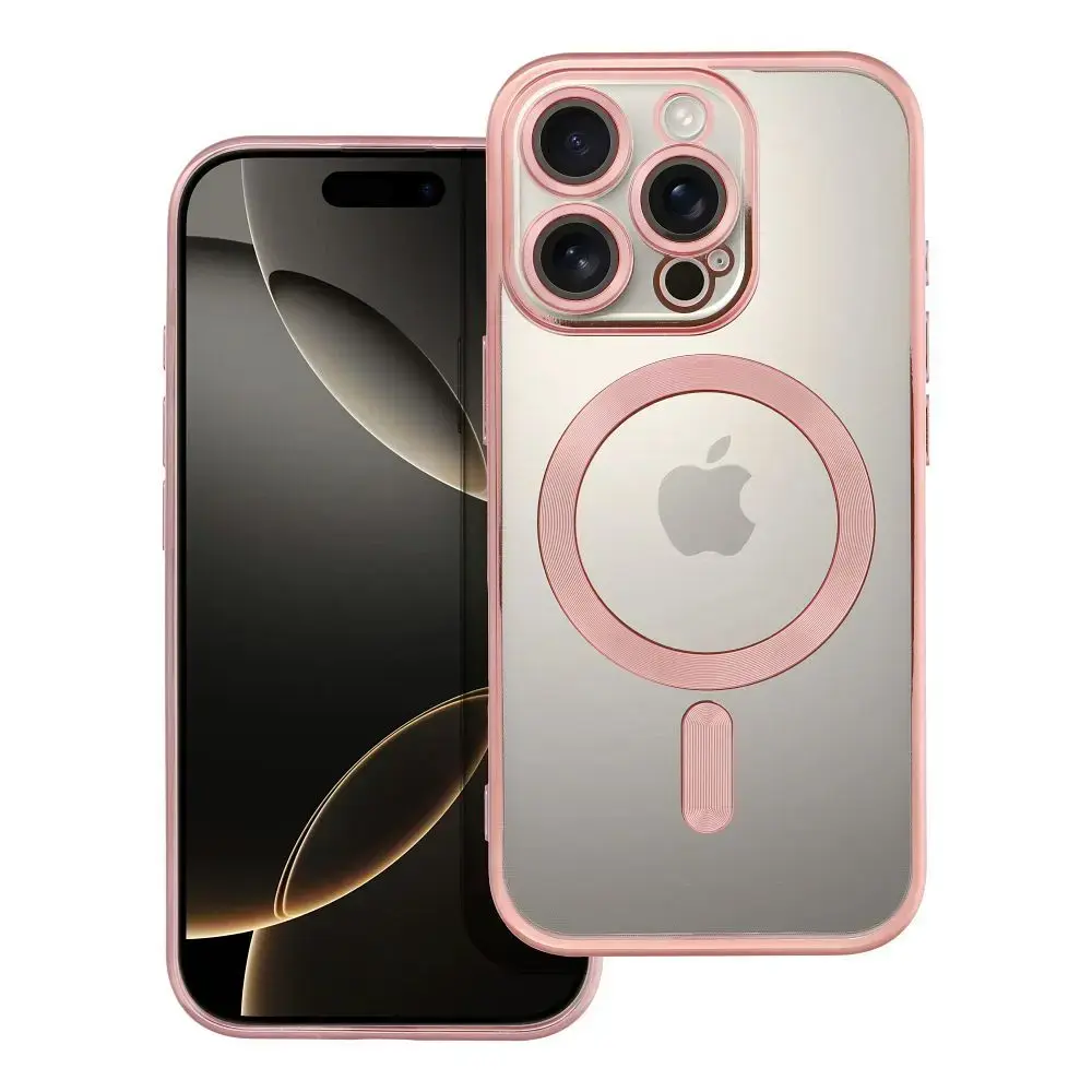 Electro Mag telefono dėklas su MagSafe palaikymu iPhone 16 Pro rožinis