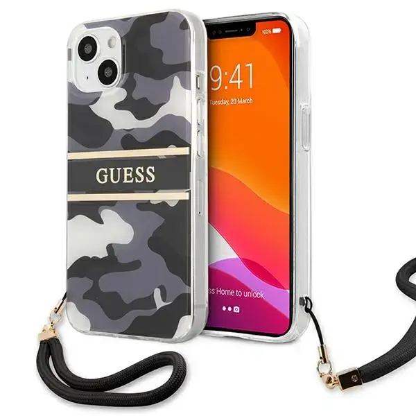 Guess GUHCP13SKCABBK iPhone 13 mini 5,4" czarny|black hardcase Camo Strap Collection