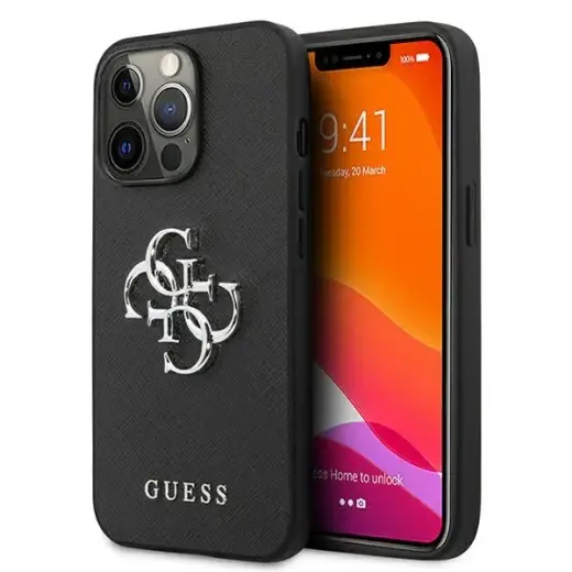 Guess GUHCP13XSA4GSBK iPhone 13 Pro Max 6,7" czarny|black hardcase Saffiano 4G Metal Logo