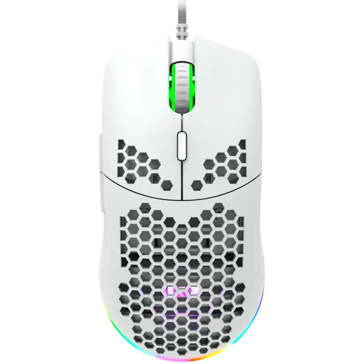CANYON Puncher GM-11, Gaming Mouse with 7 programmable buttons, Pixart 3519 optical sensor, 4 levels of DPI and up to 4200, 5 million times key life, 1.65m Ultraweave cable, UPE feet and colorful RGB lights, White, size:128.5x67x37.5mm, 105g