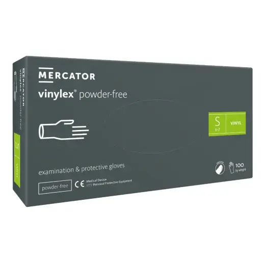 Gloves vinyl VINYLEX, powder-free, transparent, size S, 100pcs