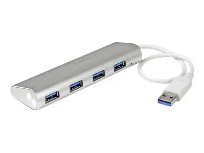 StarTech.com 4 Port Portable USB 3.0 Hub with Built-in Cable - Aluminum and Compact USB Hub (ST43004UA) - hub - 4 ports