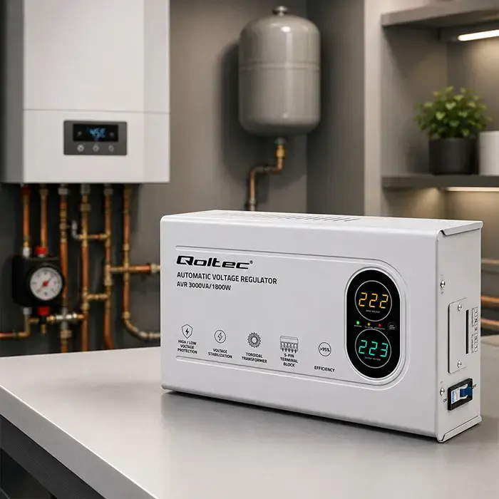 Qoltec Automatic Voltage Stabilizer AVR 3000VA | 1800W | Compact | Toroidal transformer