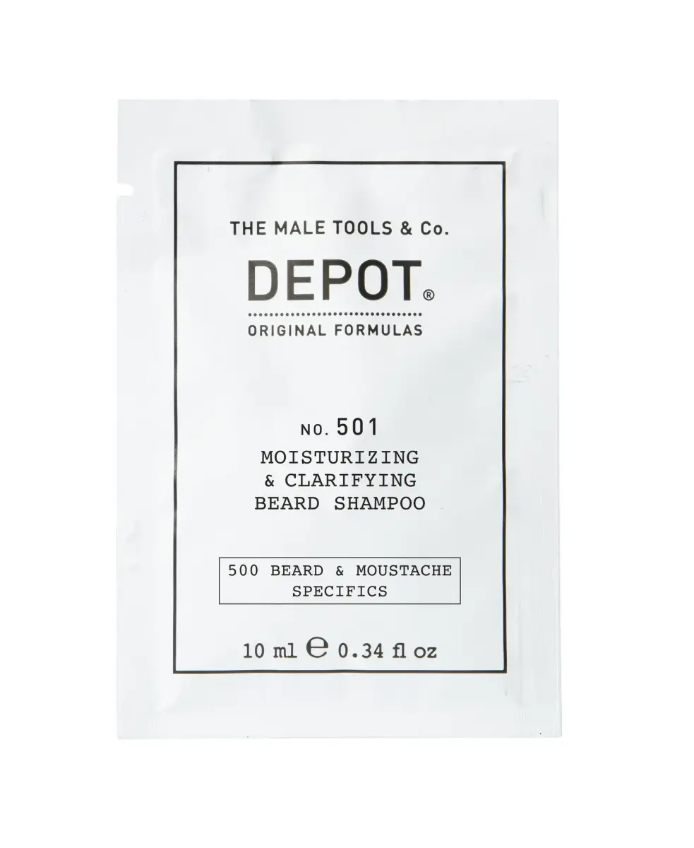 Depot, 500 Beard & Mustache Specifics No. 501, Pro-Vitamin B5, Beard Shampoo, Moisturizing & Clarifying, 10 ml