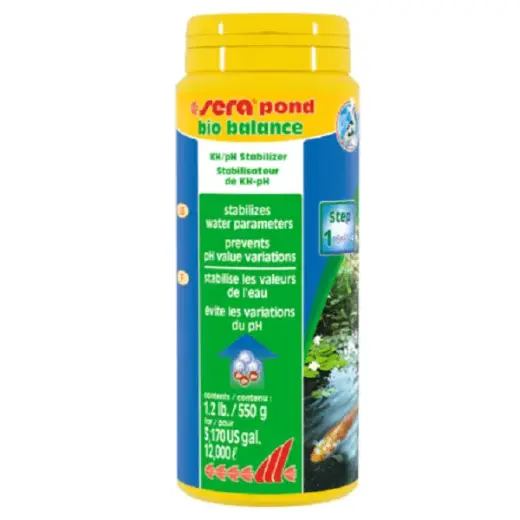 Šķidrums pH līmeņa regulēšanai dīķos : Sera Pond bio balance 550g