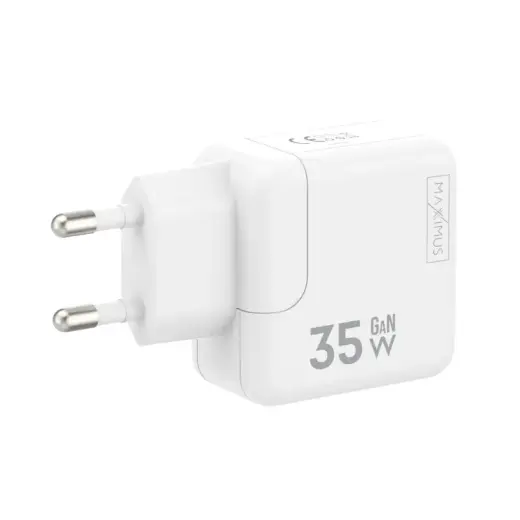 Maxximus MX Burst tīkla lādētājs | 35W | PD, GaN | USB-C | ar USB-C uz USB-C vadu komplektā | balts