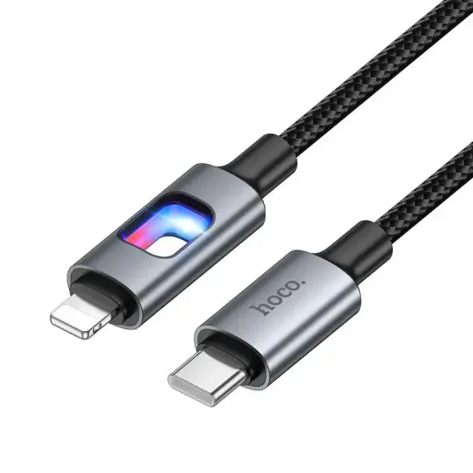 Hoco U144 data transfer and charging cable | USB-C to Lightning | PD | 27W | with LED display | 1.2m | black