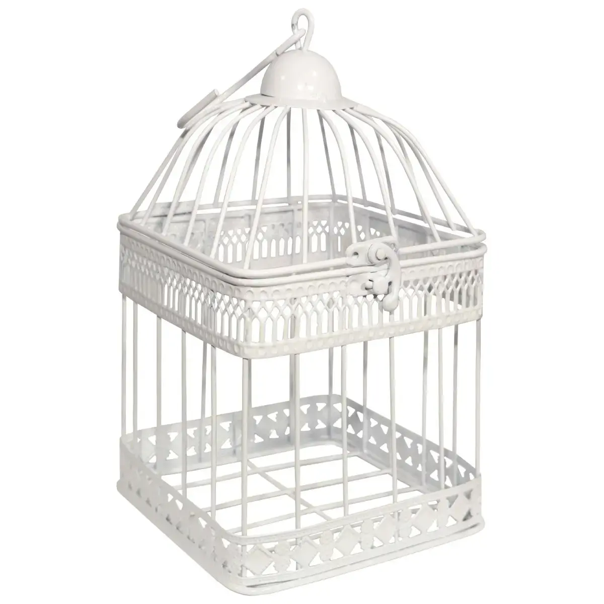 Decorative birdcage 14x14x25cm, antique white