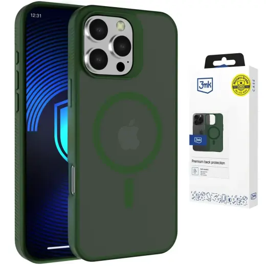 3mk Smoke MagCase maciņš ar MagSafe atbalstu telefonam iPhone 16 Pro Max zaļš caurspīdīgs
