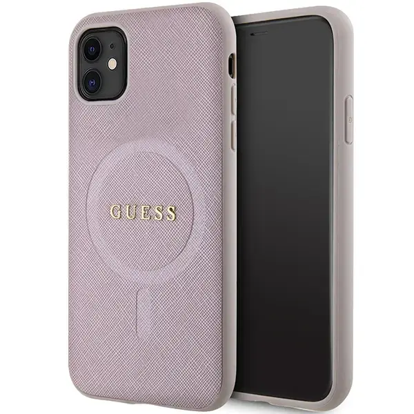 Guess GUHMN61PSAHMCP iPhone 11 | Xr 6,1" rozā cietais maciņš Saffiano MagSafe