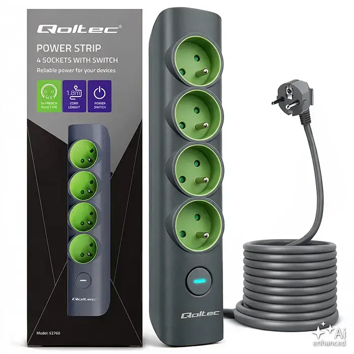 Qoltec Power strip with backlit switch