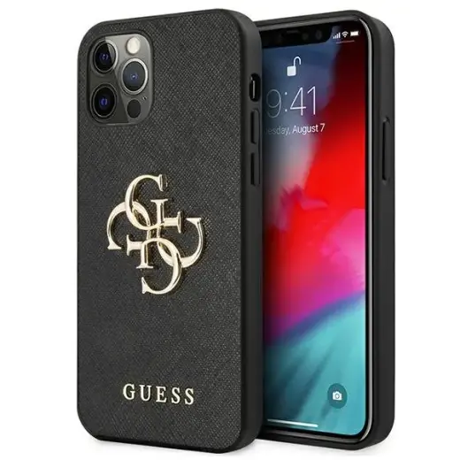GUHCP12LSA4GGBK Guess PU Saffiano Big 4G Metal Logo Case for iPhone 12 Pro Max Black