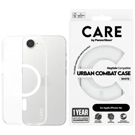 CARE by PanzerGlass Flagship Urban Combat чехол для телефона для iPhone 16e белый с поддержкой MagSafe